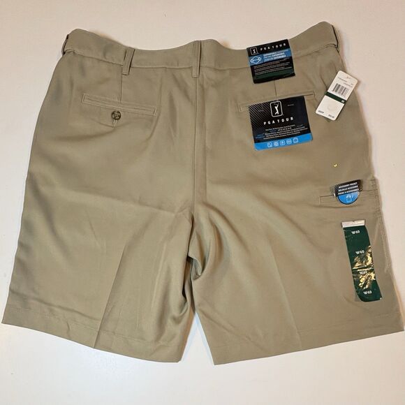 NEW PGA TOUR Flat Expandable Waist Shorts Tan Khaki Men's Size 40 MSRP$55 - Picture 2 of 14